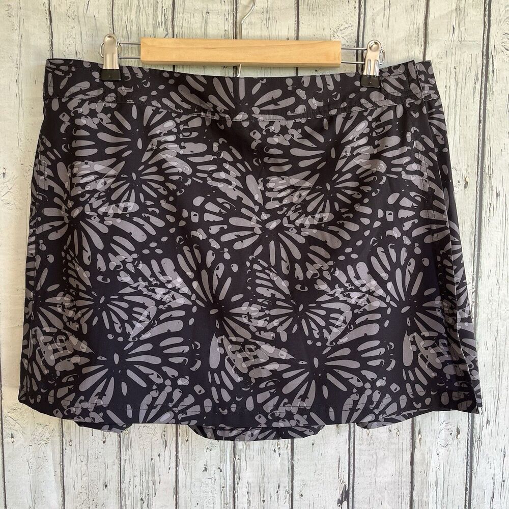 RipSkirt Hawaii Womens Wrap Skirt Size XL Length 1 Shibori Charcoal Print EUC